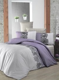 Komfort Home Pamuk Polyester 200 x 220 cm Çiçekli Çift Kişilik Nevresim Takımı Beyaz Lila
