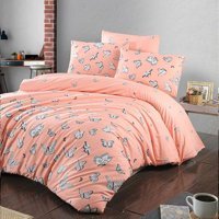 T.Concept Pamuk Polyester Dört Mevsim 200 x 220 cm Hayvan Çift Kişilik Nevresim Takımı Somon