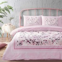 Nevresim Dünyası Ranforce Kışlık 200 x 220 cm Çiçekli Çift Kişilik Nevresim Takımı Pembe