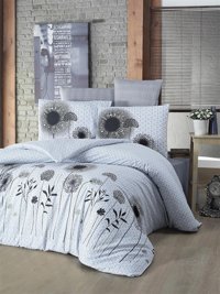 Komfort Home Pamuk Polyester 200 x 220 cm Çiçekli Çift Kişilik Nevresim Takımı Beyaz Siyah