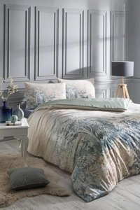 Özdilek Saten Kışlık 200 x 220 cm Çiçekli Çift Kişilik Nevresim Takımı Yeşil