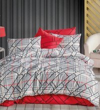 Nevresim Dünyası Pamuk Polyester Dört Mevsim 200 x 220 cm Ekoseli Çift Kişilik Nevresim Takımı Kırmızı