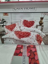 Çapa Home Kışlık 200 x 220 cm Kalp Çift Kişilik Nevresim Takımı Beyaz