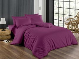 Ete Hometex Pamuk Saten Dört Mevsim 200 x 220 cm Çizgili Çift Kişilik Nevresim Takımı Mürdüm