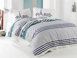 Marie Claire Pamuk Dört Mevsim 200 x 220 cm Şeritli Çift Kişilik Nevresim Takımı Beyaz