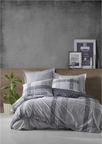 Cotton Box Ranforce Dört Mevsim 200 x 220 cm Ekoseli Çift Kişilik Nevresim Takımı Gri
