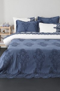 Favora Pamuk Polyester Dört Mevsim 200 x 220 cm Etnik Çift Kişilik Nevresim Takımı Lacivert