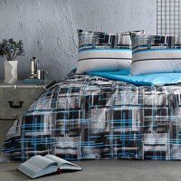Özdilek Ranforce Kışlık 200 x 220 cm Çizgili Çift Kişilik Nevresim Takımı Mavi