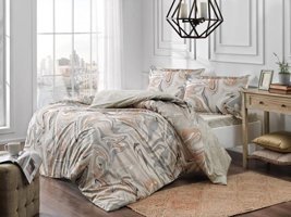 Nevresim Dünyası Saten Dört Mevsim 200 x 220 cm Desenli Çift Kişilik Nevresim Takımı Bej