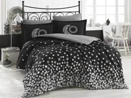 Nevresim Dünyası Pamuk Dört Mevsim 200 x 220 cm Desenli Çift Kişilik Nevresim Takımı Siyah