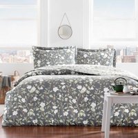 Taç Pamuk Saten Dört Mevsim 200 x 220 cm Çiçekli Çift Kişilik Nevresim Takımı Gri