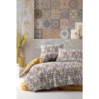 Marie Claire Pamuk Dört Mevsim 200 x 220 cm Etnik Çift Kişilik Nevresim Takımı Hardal