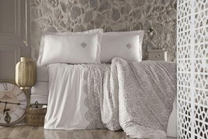 Nevresim Dünyası Ranforce Dört Mevsim 160 x 220 cm Modern Çift Kişilik Nevresim Takımı Beyaz