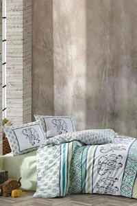 Elart Pamuk Kışlık 200 x 220 cm Filli Çift Kişilik Nevresim Takımı Çok Renkli