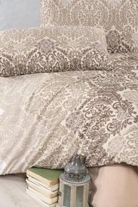 Mulberry Ranforce Dört Mevsim 200 x 220 cm Osmanlı Çift Kişilik Nevresim Takımı Krem
