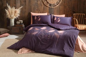 Özdilek Saten Kışlık 200 x 220 cm Yaprak Çift Kişilik Nevresim Takımı Mürdüm