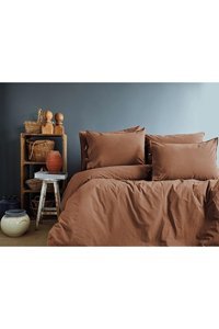 İssimo Home Pamuk Dört Mevsim 200 x 220 cm Düz Çift Kişilik Nevresim Takımı Kahverengi