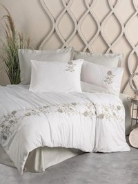 Nevresim Dünyası Saten Dört Mevsim 200 x 220 cm 3D Çift Kişilik Nevresim Takımı Bej