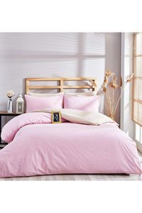 Mira Home Pamuk Dört Mevsim 200 x 220 cm Çift Taraflı Çift Kişilik Nevresim Takımı Bej Pembe