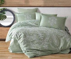 Clasy Saten Dört Mevsim 200 x 220 cm Çiçekli Çift Kişilik Nevresim Takımı Yeşil