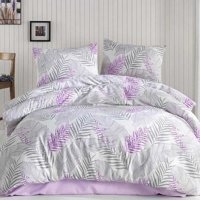 T.Concept Pamuk Polyester Dört Mevsim 200 x 220 cm Yaprak Çift Kişilik Nevresim Takımı Mor
