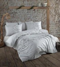 Clasy Pamuk Dört Mevsim 200 x 220 cm Çiçekli Çift Kişilik Nevresim Takımı Gri