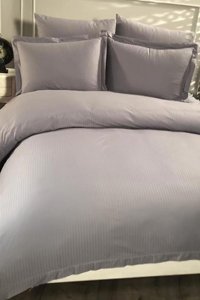 Çeyiz Diyarı Kışlık 200 x 220 cm Çizgili Çift Kişilik Nevresim Takımı Gri
