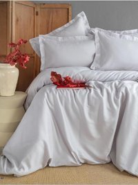 Apricitas Pamuk Saten Dört Mevsim 200 x 220 cm Battaniyeli Düz Çift Kişilik Nevresim Takımı Beyaz