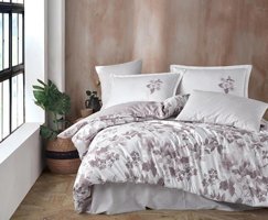 Clasy Ranforce Dört Mevsim 200 x 220 cm Çiçekli Çift Kişilik Nevresim Takımı Kahverengi