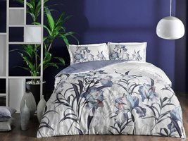 Nevresim Dünyası Saten Dört Mevsim 200 x 220 cm Desenli Çift Kişilik Nevresim Takımı Mor