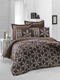 Komfort Home Pamuk Saten 200 x 220 cm Desenli Çift Kişilik Nevresim Takımı Kahverengi