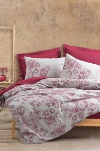 Cotton Box Pamuk Dört Mevsim 200 x 220 cm Çiçekli Çift Kişilik Nevresim Takımı Bordo