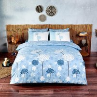 Nevresim Dünyası Ranforce Dört Mevsim 200 x 220 cm Çiçekli Çift Kişilik Nevresim Takımı Mavi
