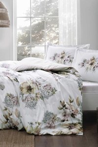 Taç Saten Kışlık 200 x 220 cm Çiçekli Çift Kişilik Nevresim Takımı Bej