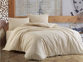 Çeyiz Diyarı Ranforce Dört Mevsim 200 x 220 cm Düz Çift Kişilik Nevresim Takımı Bej