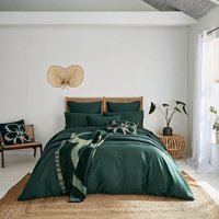 Metin Ev Pamuk Saten Dört Mevsim 200 x 220 cm Düz Çift Kişilik Nevresim Takımı Yeşil