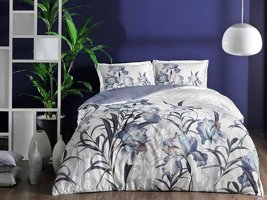 Taç Saten Dört Mevsim 200 x 220 cm Çiçekli Çift Kişilik Nevresim Takımı Mor