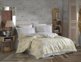 Nevresim Dünyası Pamuk Dört Mevsim 200 x 220 cm Desenli Çift Kişilik Nevresim Takımı Sarı
