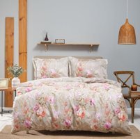 Karaca Home Pamuk Saten Dört Mevsim 200 x 220 cm Çiçekli Çift Kişilik Nevresim Takımı Gri