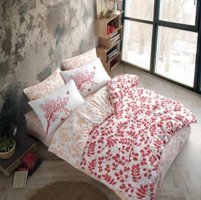 Hobby Ranforce Dört Mevsim 200 x 220 cm Çiçekli Çift Kişilik Nevresim Takımı Kırmızı