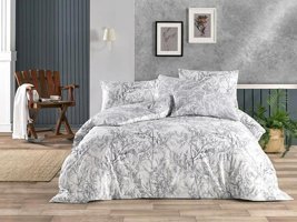 Nevresim Dünyası Ranforce Dört Mevsim 200 x 220 cm Ağaç Çift Kişilik Nevresim Takımı Beyaz Gri