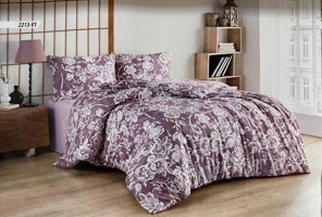 T.Concept Pamuk Polyester Dört Mevsim 200 x 220 cm Çiçekli Çift Kişilik Nevresim Takımı Beyaz Koyu Mor