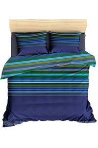 Makiteks Pamuk Dört Mevsim 200 x 220 cm Çizgili Çift Kişilik Nevresim Takımı Çok Renkli