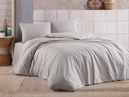 Çeyiz Diyarı Pamuk Saten Dört Mevsim 200 x 220 cm Düz Çift Kişilik Nevresim Takımı Gri