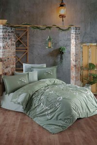 Clasy Ranforce Dört Mevsim 200 x 220 cm Çiçekli Çift Kişilik Nevresim Takımı Mint