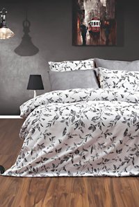 Depomaxx Pamuk Polyester Dört Mevsim 200 x 220 cm Çiçekli Çift Kişilik Nevresim Takımı Beyaz