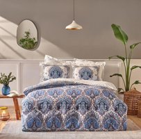 Karaca Home Pamuk Dört Mevsim 200 x 220 cm Desenli Çift Kişilik Nevresim Takımı Mavi