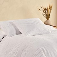 Marie Claire Pamuk Polyester Kışlık 200 x 220 cm Çizgili Çift Kişilik Nevresim Takımı Beyaz