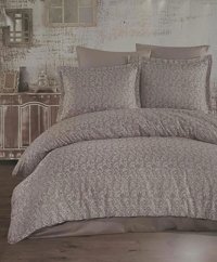 Clasy Saten Dört Mevsim 200 x 220 cm Şal Desen Çift Kişilik Nevresim Takımı Kahverengi