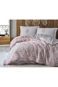 Clasy Pamuk Dört Mevsim 220 x 230 cm Şal Desen Çift Kişilik Nevresim Takımı Pudra